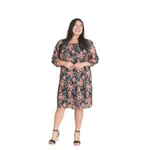 Connected Apparel JULIA PUMPKIN FLORAL SHEATH DRESS size 14